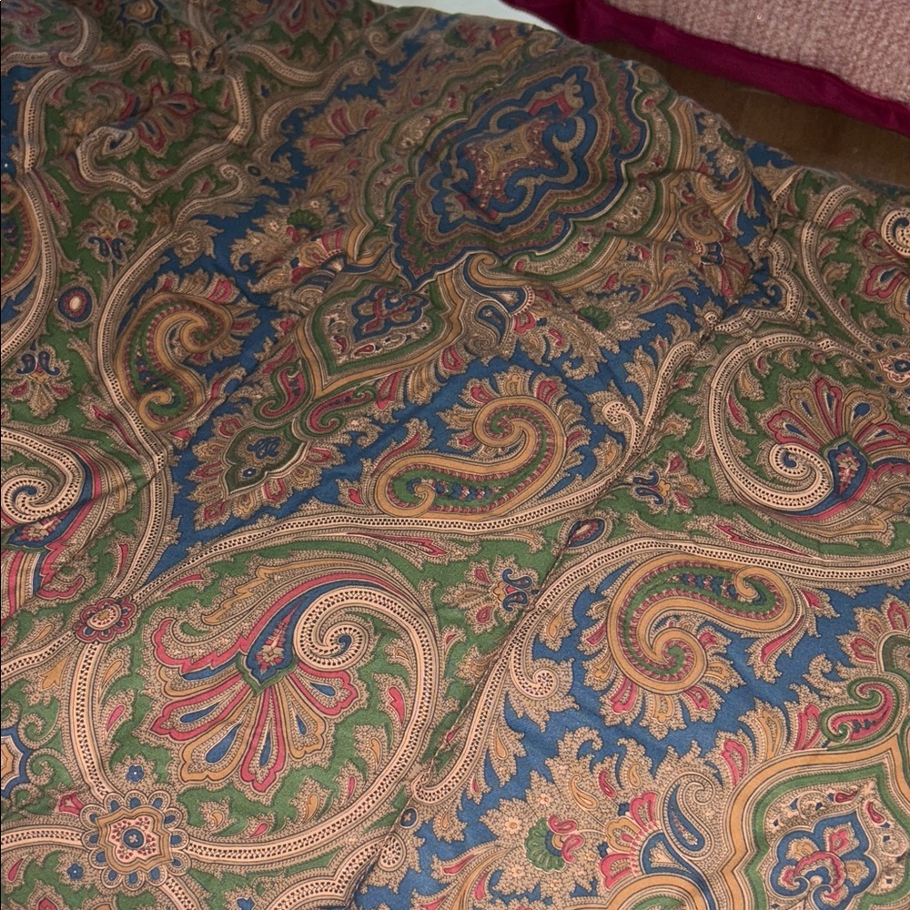 Ralph Lauren Brianna Paisley KING COMFORTER Brown BLUE RED GOLD Equestrian